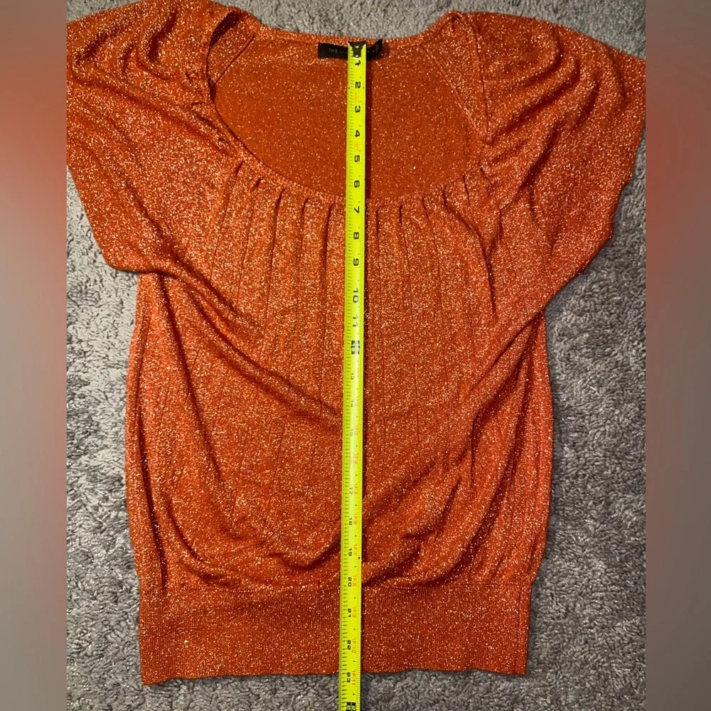 The Limited Women’s Shimmery Metallic Orange Short Sleeve Blouse Party Top Med - Picture 5 of 9